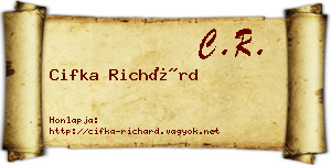 Cifka Richárd névjegykártya